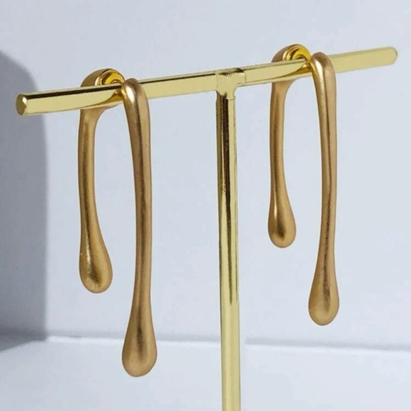 2/$30🌵 Drippy Gold Earrings Double Sided Drip Melty Jewelry Trippy Boho NEW - Picture 1 of 9